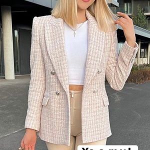 Zara Pink Textured Blazer
